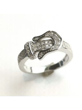NEW, sterling silver cz buckle ring size 6